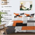thumbnail image 5 of Orange Black Duvet Cover Set Queen Size Gray Geometric Abstract Color Block Modern Soft Lightweight Comforter Covers 4 Piece Bedding Set with 1 Duvet Cover 1 Bed Sheet & 2 Pillow Shams, 5 of 8