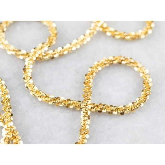 14k Gold Plated Over 925 Sterling Silver 3mm Twisted Rock Sparkle Chain Italy