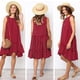 thumbnail image 1 of Vestidos largos Fnochy para mujer, vestido de verano en liquidación, moda, cuello redondo, sin mangas, lunares, suelto, vestido con volantes grandes, 1 of 7