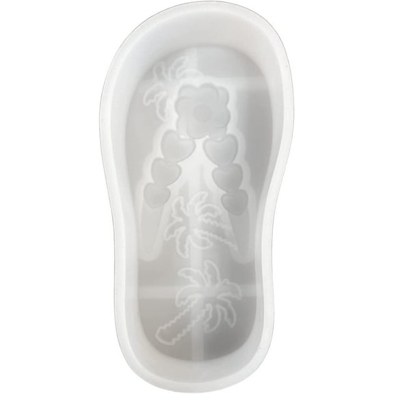 Flip Flops Tropical Beach Palm Tree Scene Summer Car Freshie Silicone Mold 5x2.5x1 for Scented Aroma Beads Resin, Car Candle, Oven Safe Heat Resistant to 400 F