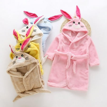 

1-7 Years Boys Girls Bathrobes Toddler Kids Hooded Robes Children s Flannel Robe Fall Winter Night-Robe Jumpsuit