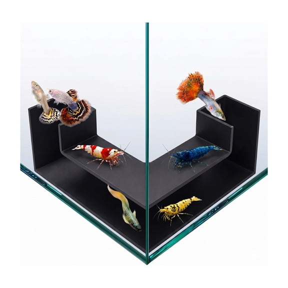 ACDANC Aquarium Underground Tunnel 5", Dual-Entrance Fish Tank Cave & Aquarium Cave with Clear Viewing Window, ABS Shrimp Hideout, Substrate Buried Decor for Betta, Loaches, Corydoras, Black
