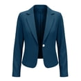 thumbnail image 4 of Womens Casual Blazers Open Front Women's Short Blazer Long Sleeved Lapel Business Casual Blazer Navy Xxl, 4 of 9