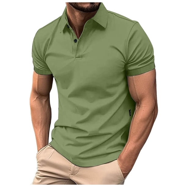 Camiseta informal de manga corta y corte ajustado para hombre, de color liso, poliéster, versátil para hacer ejercicio y para el uso diario.