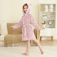 thumbnail image 2 of FORMRS Niños Bathrobe Unisex Hooded Robe Soft Plush Pajamas Sleepwear, Size 4-6T, Strawberry Plaid Pattern, 2 of 7