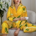 thumbnail image 4 of Goofa Yellow Limes Printed Women’s 2 Piece Pajama Set Super,Pajamas Women's Long Sleeve Sleepwear Soft Button Down Loungewear Pjs Lounge Set Nightwear-X-Large, 4 of 9