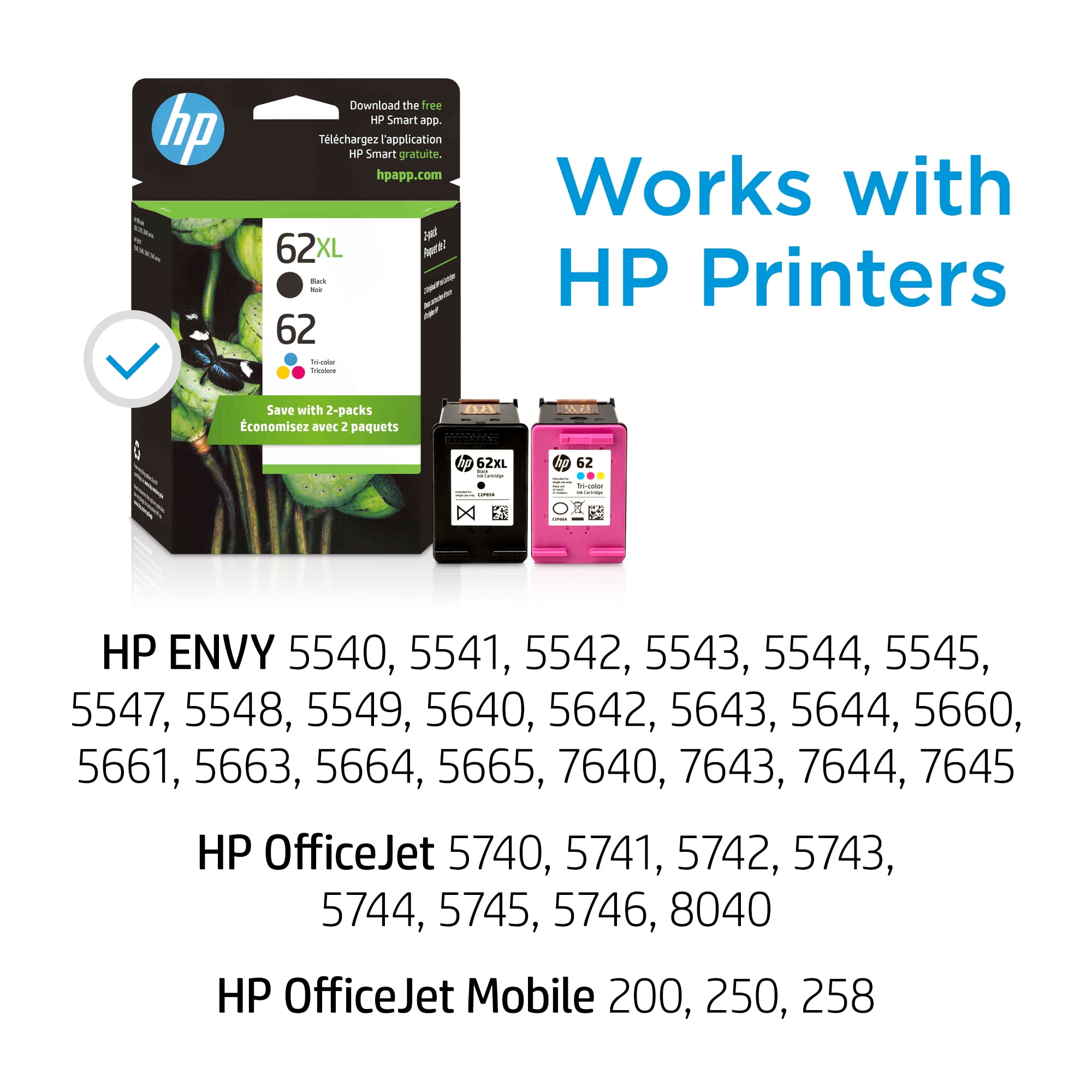 DoorStepInk Brand for HP 62XL 62 XL Black / Color Combo Pack Remanufac