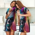 thumbnail image 4 of Logiee Modern Abstract Colorful Skull A Print Nightgowns for Women,Soft Short-Sleeved Lightweight Sleepwear, Loose Sleepshirts, 4 of 6