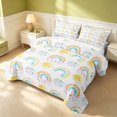 thumbnail image 3 of Erosebridal Cute Rainbow Quilt Full, Kawaii Clouds Full Bedspread Sets, Polka Dots Reversible, Watercolor Pastel, 3pcs (1 Coverlet and 2 Pillowcases), 3 of 7