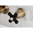 thumbnail image 3 of Kingston Brass KS1283PKX Duchess Double-Handle Wall-Mount Kitchen Faucet, Antique Brass, 3 of 7