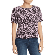 LNA Women's Leopard Print Boxy Tee Pink Size Medium