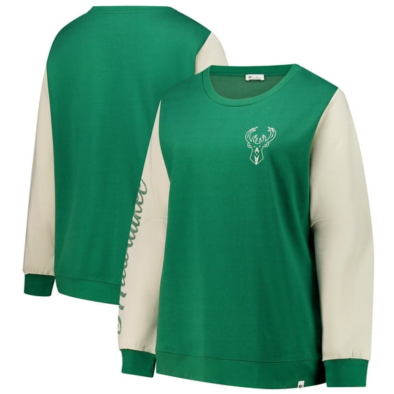 Women's '47 Hunter Green Milwaukee Bucks Plus Size Oversized Rise Andie Pullover Sweatshirt