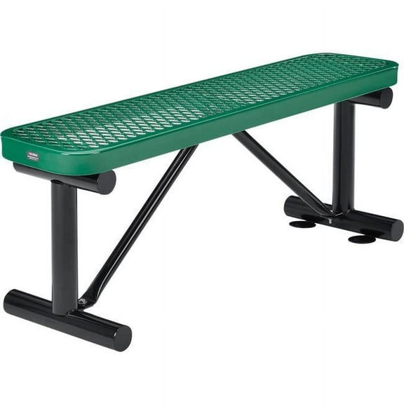 4 ft. Outdoor Steel Flat Bench with Expanded Metal - Green