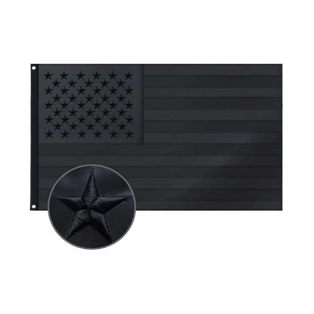 Todas Las Estrellas Negras De La Bandera Estadounidense Bordadas Banderas Negras De Los Ee. Uu. Bandera Duradera Resistente A La Decoloración Yuarrent HA034603-00