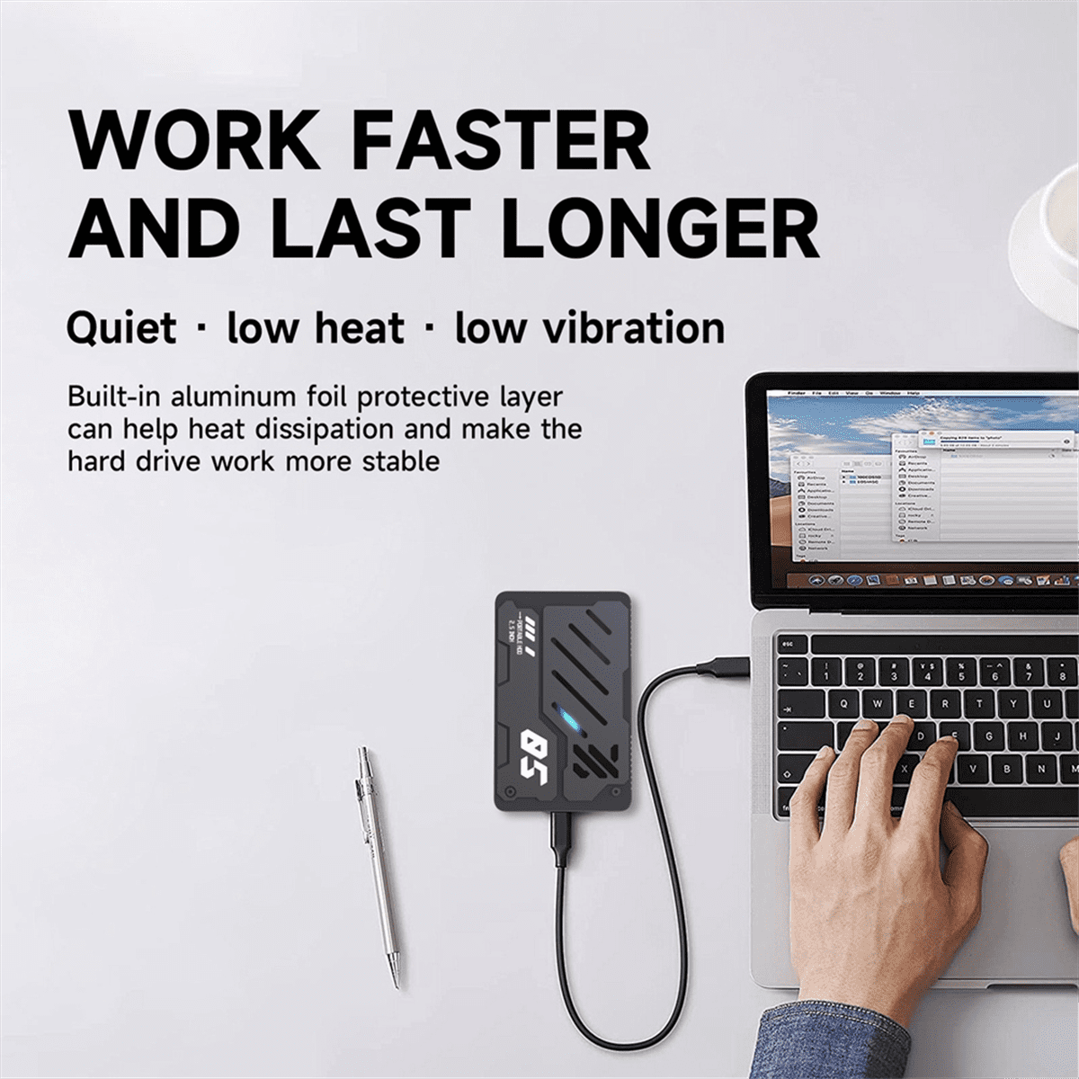 2.5-Inch Portable External Type-C HDD RGB Portable Type-C 2.5Inch Hard Drive Expansion Storage Disk for PC Laptop 500GB