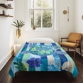 thumbnail image 4 of Blue Turtle Coastal Large Tapestry for Bedroom Wall Hanging Tapestry, Nautical Beach Summer Sea Retro Ceiling Backdrop Tapestries Poster Blanket Wall Decor for Teens Room Living Room Dorm 100" x 59", 4 of 8
