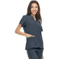 thumbnail image 3 of Hey Collection Scrubs 4-Way Stretch V-Neck Medical Scrub Top with Princess Seam, Pewter, 2X, 3 of 4