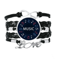 thumbnail image 1 of Red Blue Round-shaped Music Notes Bracelet Love Accessory Twisted Leather Knitting Rope Wristband, 1 of 3