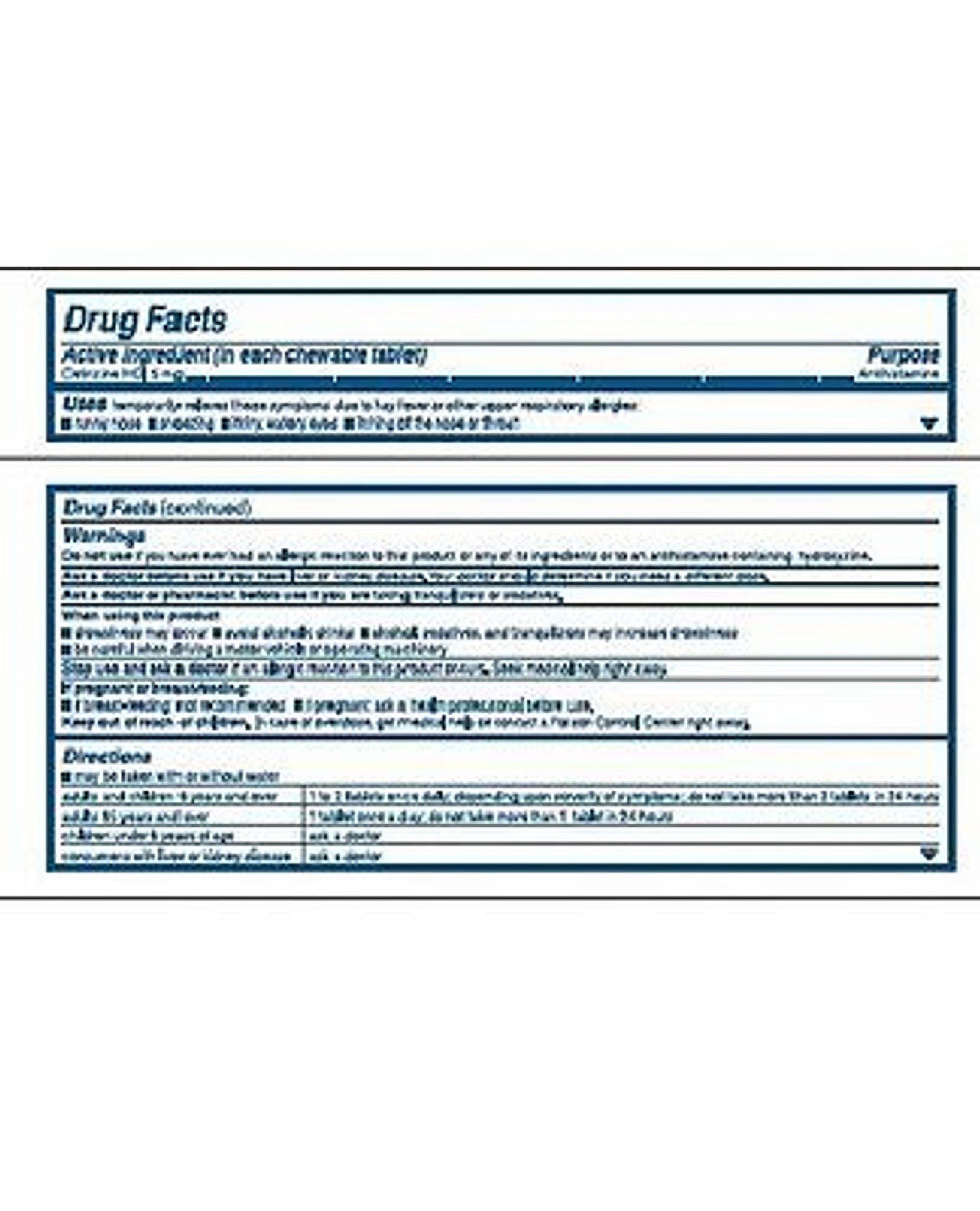 Children's Chewable Cetirizine Tablets, 5mg, 30 Count