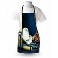 thumbnail image 3 of Western Apron Equestrian Backdrop with Antique Horseshoe Hat Cowboy Texas Photography, Unisex Kitchen Bib Apron with Adjustable Neck for Cooking Baking Gardening, Blue Brown and Beige, by Ambesonne, 3 of 3