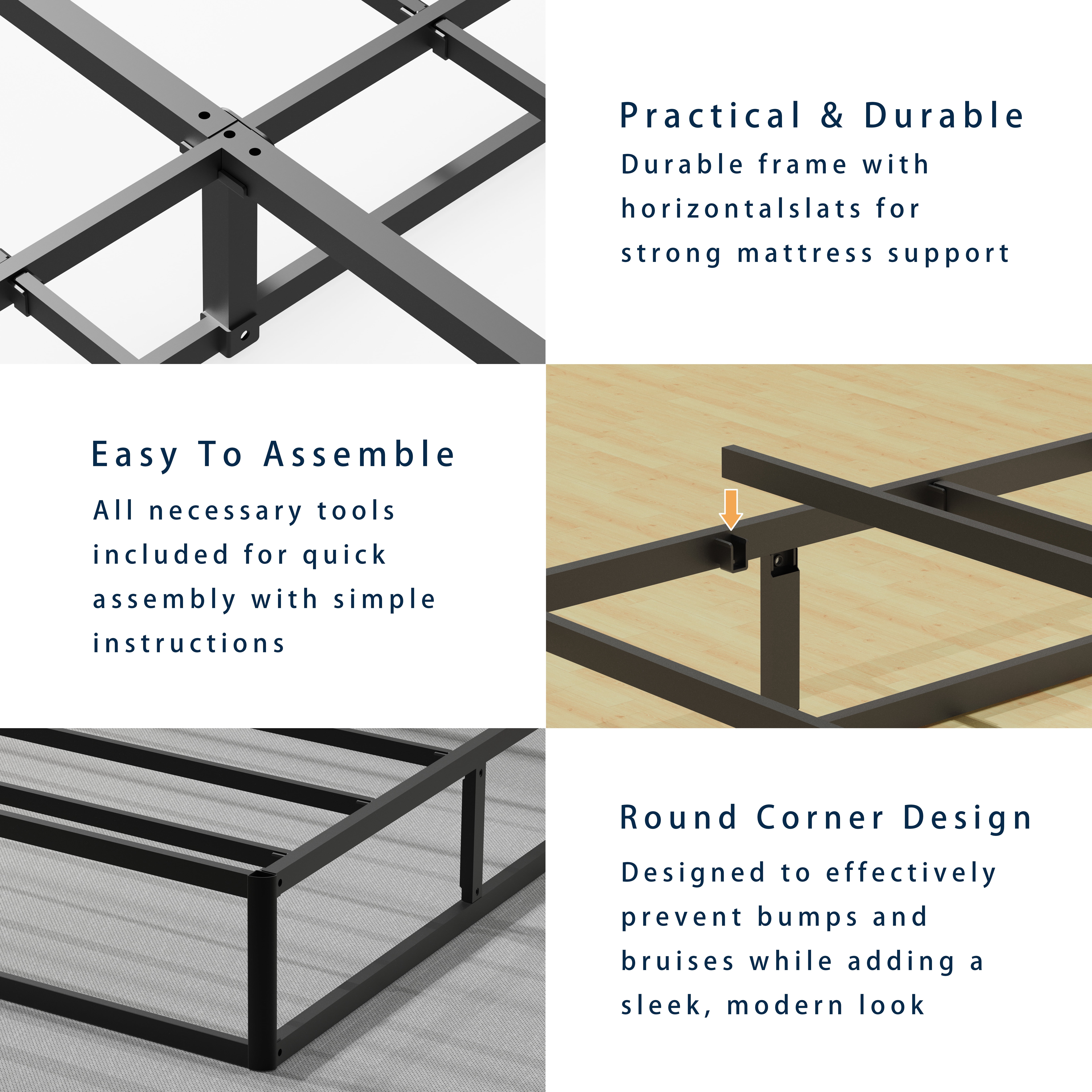 Box Spring Twin Size Bed Base, Heavy Duty Metal Twin Mattress Foundation with Fabric Cover, Noise-Free, Easy Assembly