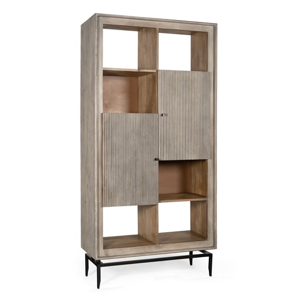 Gild Design House Camilo 72" High 2 Door Accent Cabinet in Grey/Brown