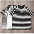 thumbnail image 4 of Men's Heavyweight Striped T-Shirt, Relaxed Cotton Crewneck Tee with Black and White Stripes, 4 of 9