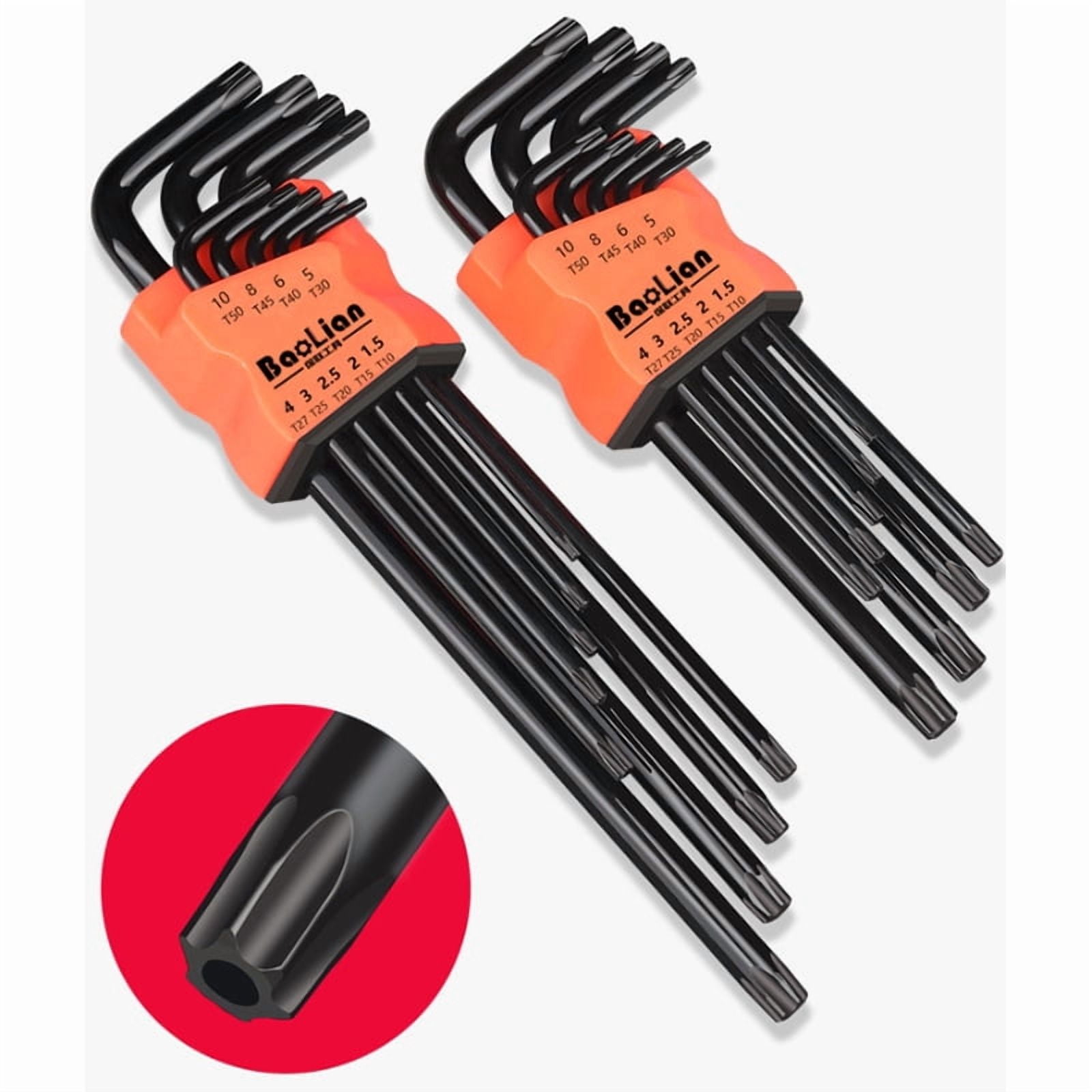 9Pcs Hex Wrench Set Allen Wrench Tool Square Wrench Torx Inner Hexagonal Long Ball End L Key 1.5 - 10mm With T-handle