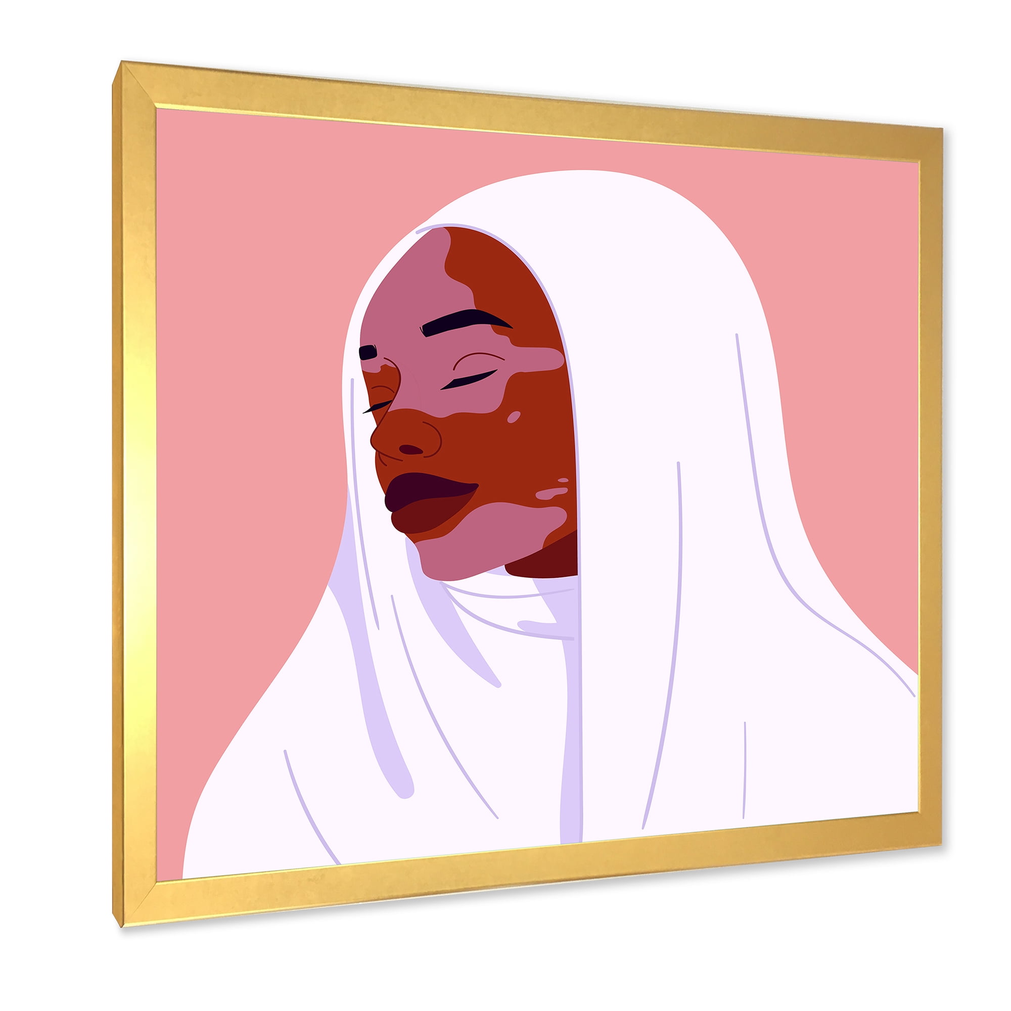 Designart 'Beautiful Abstract Smiling Afro African Woman With VItiligo' Moroccan Framed Art Print