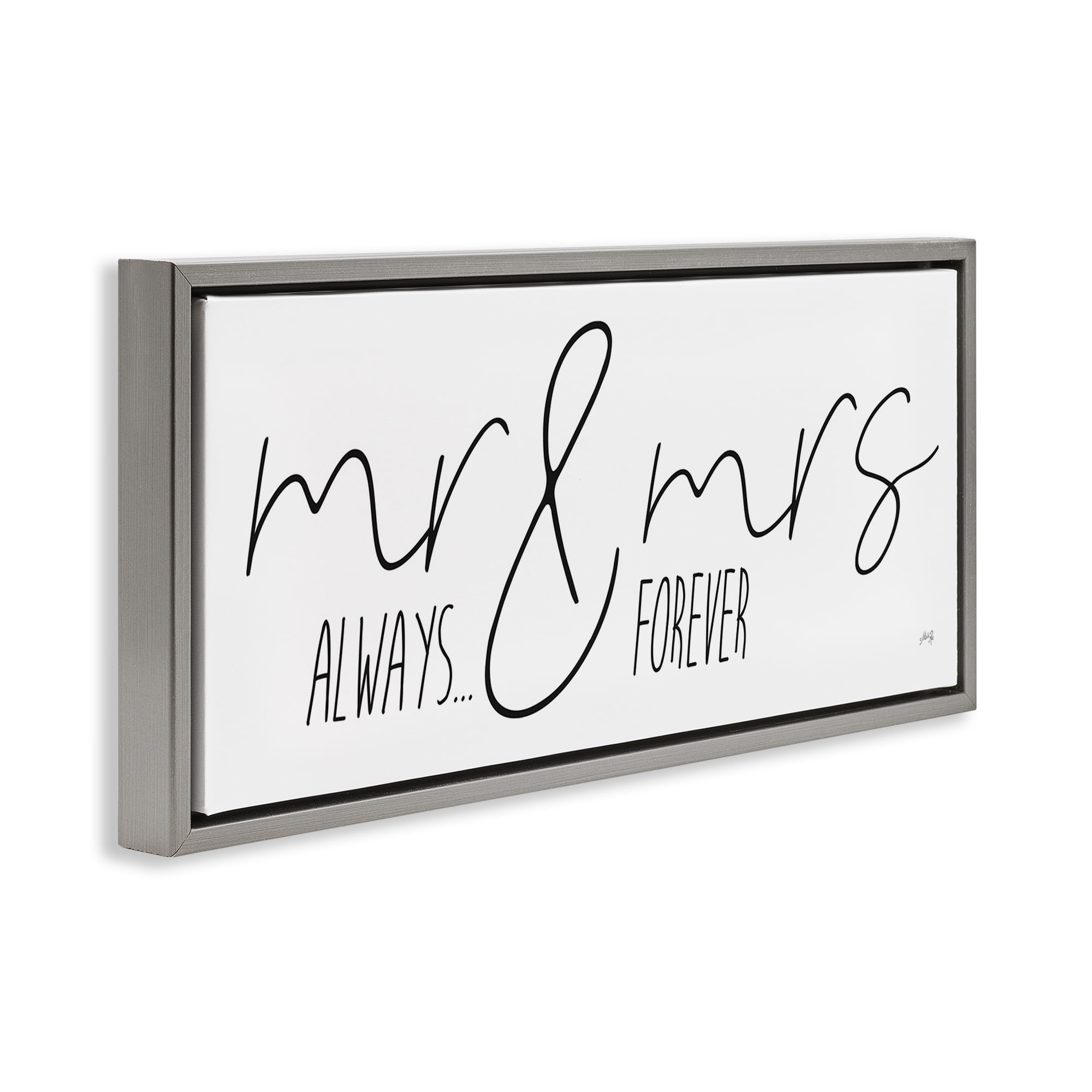 Stupell Industries Romantic Always & Forever Typography Painting Gray Floater Framed Art Print Wall Art, 25 x 11