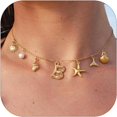thumbnail image 2 of Necklaces for Women Trendy Jewelry for Women 26 Initial Charm Necklace For Women Seashell Letter Necklaces Gold Charms Pendant Boho Summer Seashell Beach Jewelry Gifts, 2 of 4