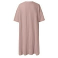 thumbnail image 4 of WILLBEST Coupes de Vinaigrette Ranch Individuelles Femmes Robe Décontractée Unie Manches Courtes Col en V avec Poches Robe Longue Ample, 4 of 4