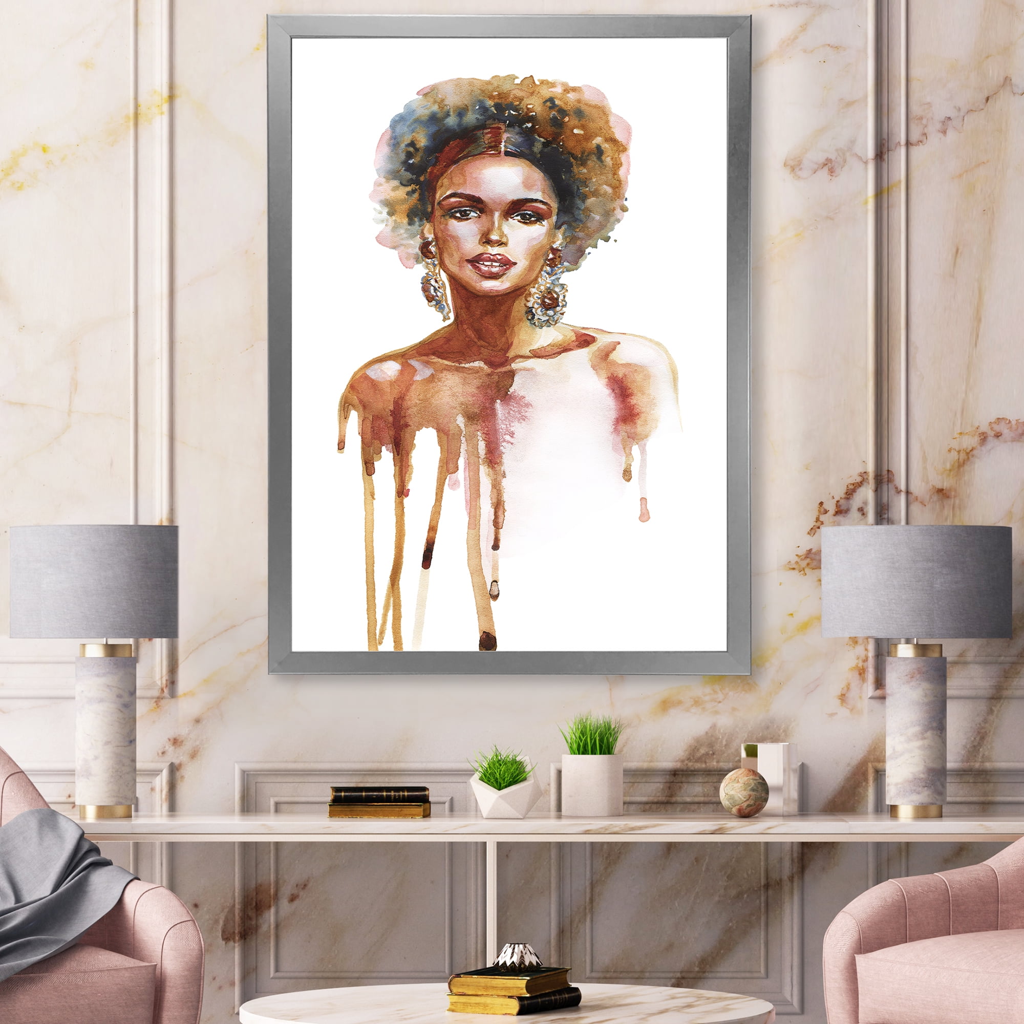 Designart 'Portrait of Afro American Woman XIII' Modern Framed Art Print