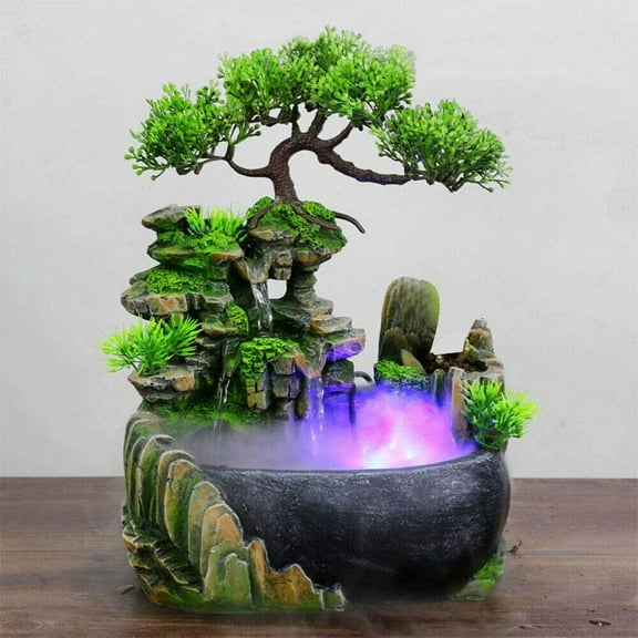 MONIPA Fountain Ornament Fengshui with LED Light  Desktop Water Fountain Indoor Decoration – for Home Office Bedroom Relaxation Soothing Relaxation
