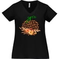thumbnail image 3 of Inktastic Cheetah Print Pretty Pumpkin with Fall Leaves Women's Plus Size V-Neck T-Shirt, 3 of 5