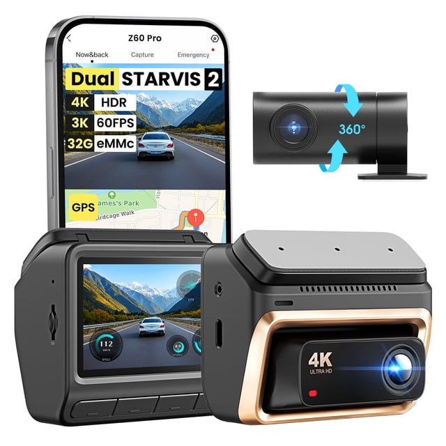 Dash Cam ddpai Z60 Pro 4K+1080P frontal y trasera de 3 pulgadas IPS