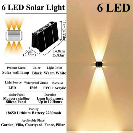 

CHNGSNG Solar Wall Lights Outdoor Garden Lighting External Solar Powered Led Outdoor Lamp Wall Sconces Yard and Garden Decors Decoration