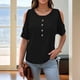 thumbnail image 5 of Blusas con Hombros Descubiertos para Mujer, Grandes, Cuello en V, Corta, Ropa de Verano, Túnicas Abotonadas, Negras, Talla 4XL, 5 of 7