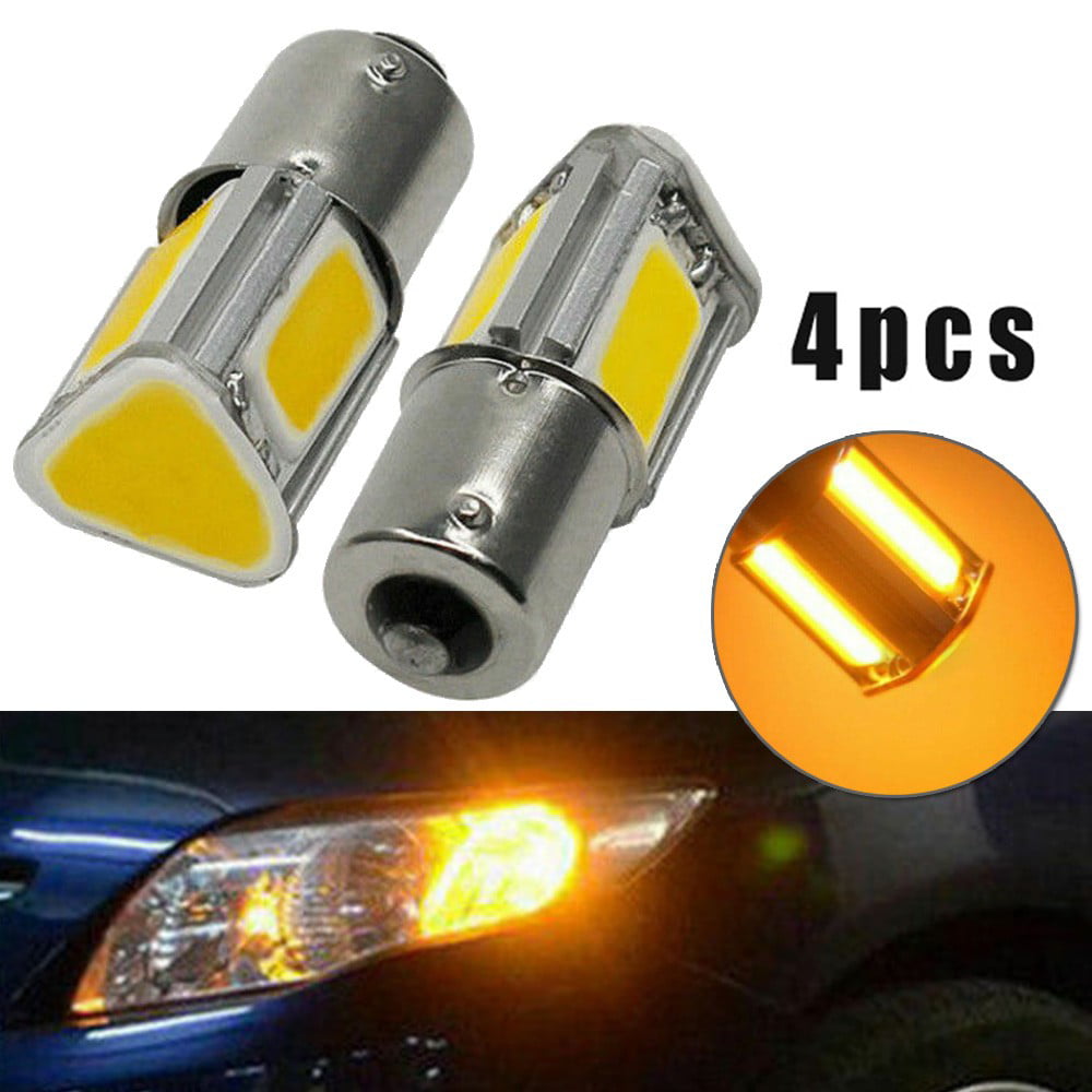 2pc Yellow 1156 G18 Ba15s 4COB LED Car Turn Signal Rear Light Bulb Lamp 12V