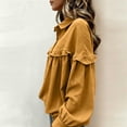 thumbnail image 3 of Women Button Down Dressy Shirts Collared Puff Long Sleeve Ruffle Tops Ladies Fall Elegant Casual Fashion Work Shirt S-XXL, 3 of 7