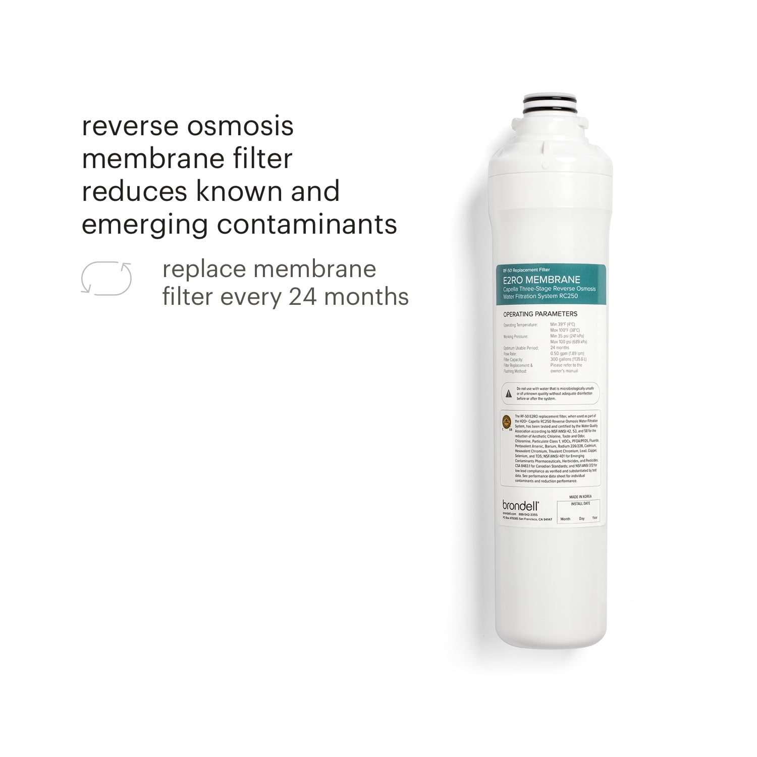 Brondell H2O+ Capella RC250 Reverse Osmosis Super Eco-Efficient Water Filtration System