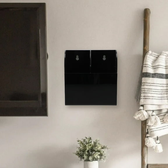 NICEXMAS Wall Mounted Acrylic Remote Holder Black Storage Rack for Household Media and Phone Organizer