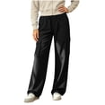 thumbnail image 6 of ByworldtasicNo Boundaries Women's High Waist Wide Leg Cargo Pants, Drawstring Flowy Casual Trousers with Pockets for Hiking Work, 6 of 8