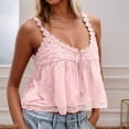 thumbnail image 3 of Lixiuxyad Womens Tank Tops Women's Casual Lace Trimmed U Neck Sleeveless Loose Fit Tank Top Pure Color Summer Camisole Comfortable Stretchy Blouse,Pink, 3 of 6