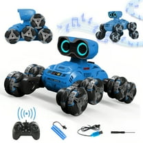 Robot Toy, 8 Wheels Stunt Robot Toys with 2.4Ghz, Auto-Demonstration, 360° Rotation, LED Eyes，Easy Kid-Friendly Controls for Indoor/Outdoor Play, Gifts and Toys for Kids Aged 6-13