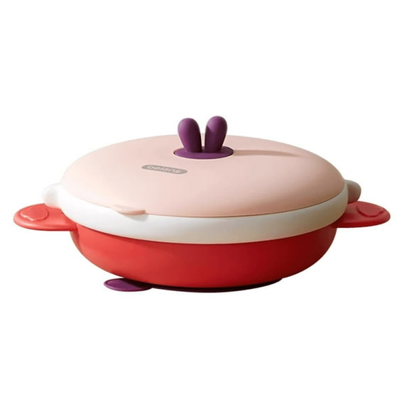Beiens Insulated Kids' Plate with Water Reservoir -Pink