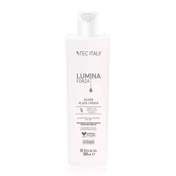 TEC ITALY Lumina Forza Silver Tratamiento Intensificador de Color 300 ml | Matizador Silver Profesional para Cabello Teñido, Gris o Rubio | Neutraliza Tonos Amarillos, Intensifica el Color