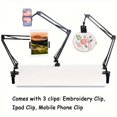 thumbnail image 2 of HLONK Embroidery Hoop Stand with 360° Rotatable Arm  3-in-1 Adjustable Clip Holder for Tablet and Mobile Phone  Multi-Purpose Metal Folding Bracket for Desk  Bed  and Kitchen Use - Fanta, 2 of 7