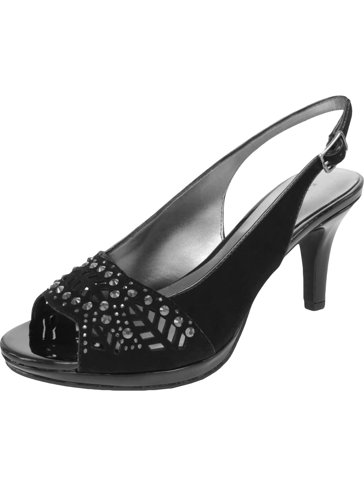 Karen Scott Women's Brookee Embossed Sling Back Dress Heels Black Size