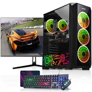 AQVIN ZForce Tour d'ordinateur de bureau de jeu PC | Intel Core i7 | 32GB RAM | 512GB SSD Stockage de Geforce GTX 1650 4GB GDDR5 | 24 Inch Curved Gaming Monitor , Windows 10 Pro | RGB Clavier et souris